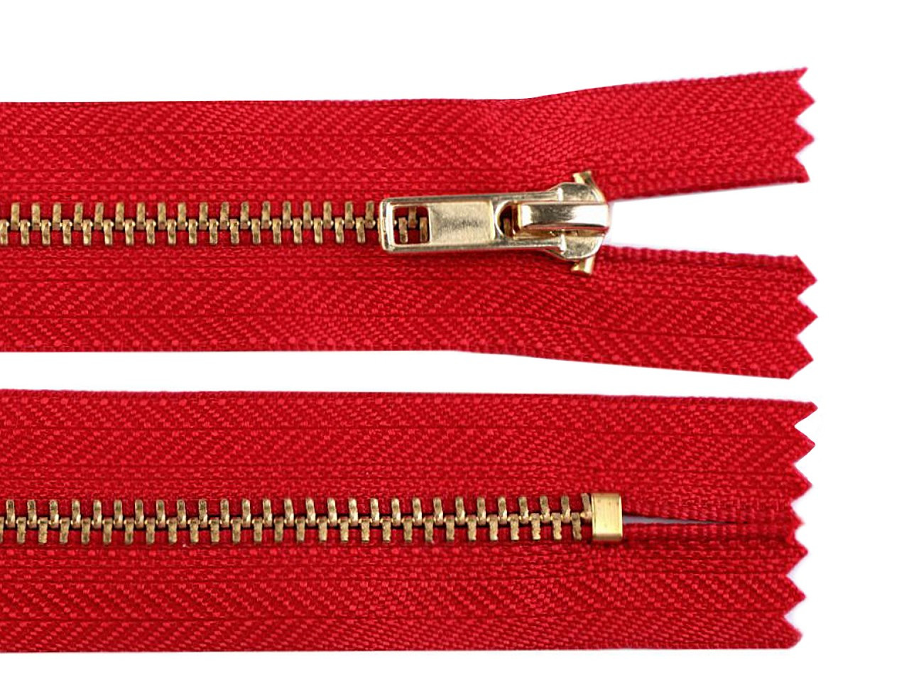 Kovový zip No 4 délka 14 cm kalhotový, barva 148 červená