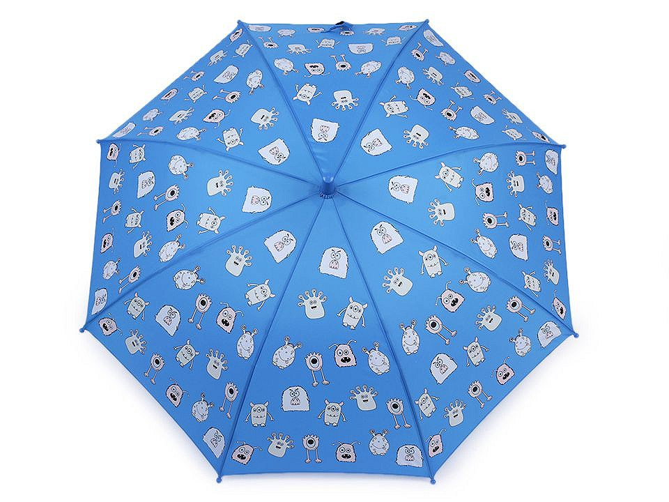 Dětský deštník kouzelný cupcakes, příšerky, auta, barva 3 modrá příšerky