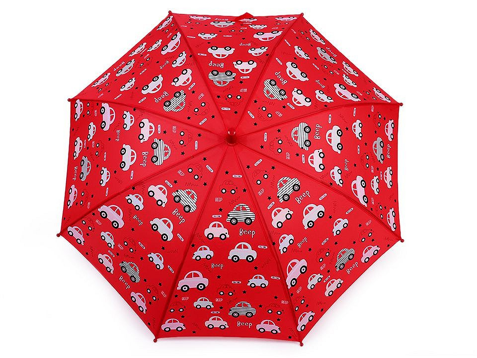 Dětský deštník kouzelný cupcakes, příšerky, auta, barva 6 červená auto