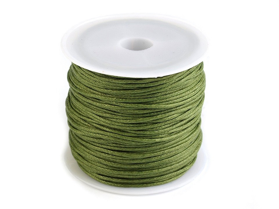 Šňůra bavlněná Ø0,8 mm voskovaná, barva 11 zelená khaki