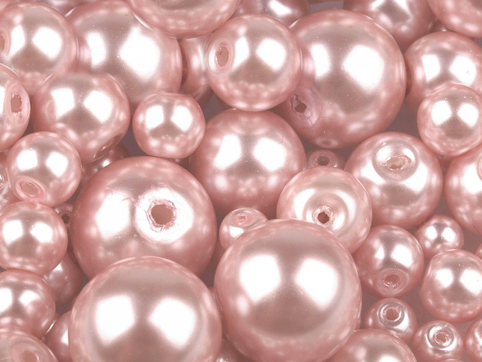 Skleněné voskové perly mix velikostí Ø4-12 mm, barva 43B pudrová