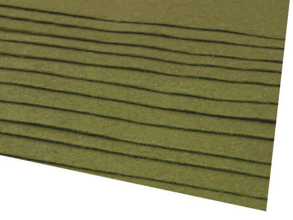 Látková dekorativní plsť / filc 20x30 cm, barva 45 (F23) zelená khaki
