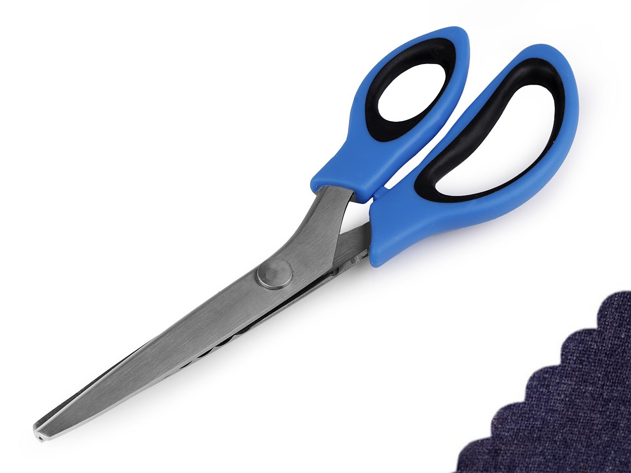 Nůžky entlovací délka 24 cm obloučky / zoubky, barva 2 modrá obloučky