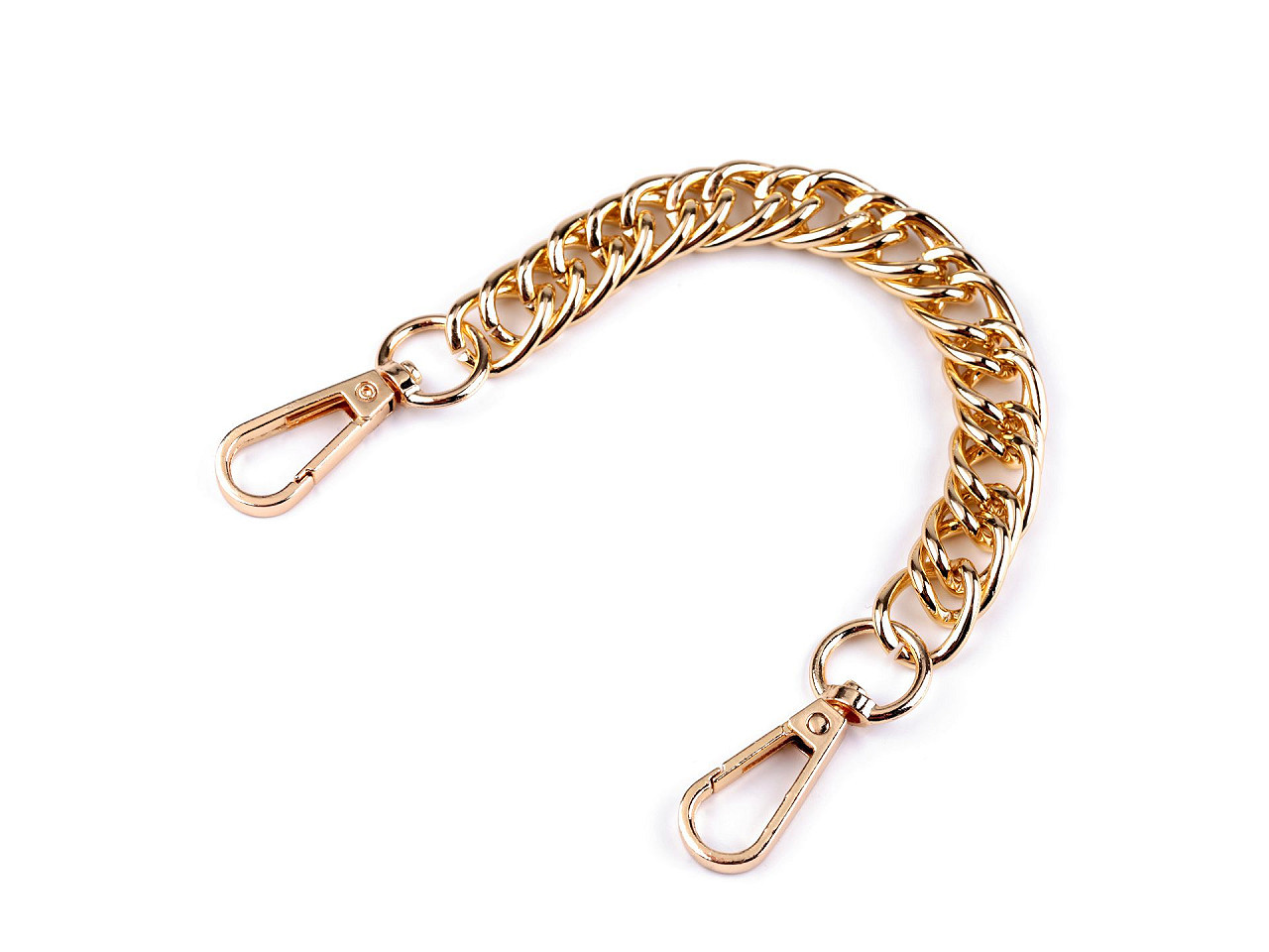 Řetízek / ucho na kabelku s karabinou délka 25 cm, barva 2 růžové zlato