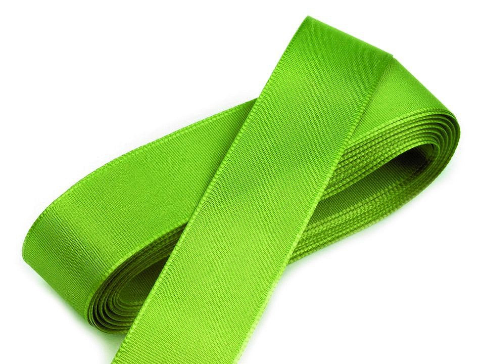 Stuha taftová šíře 25 mm, barva 307 zelená limetková