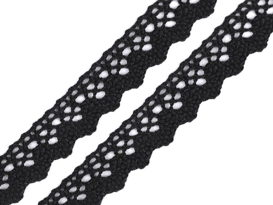 Fotografie Bavlněná krajka paličkovaná šíře 22 mm, barva černá