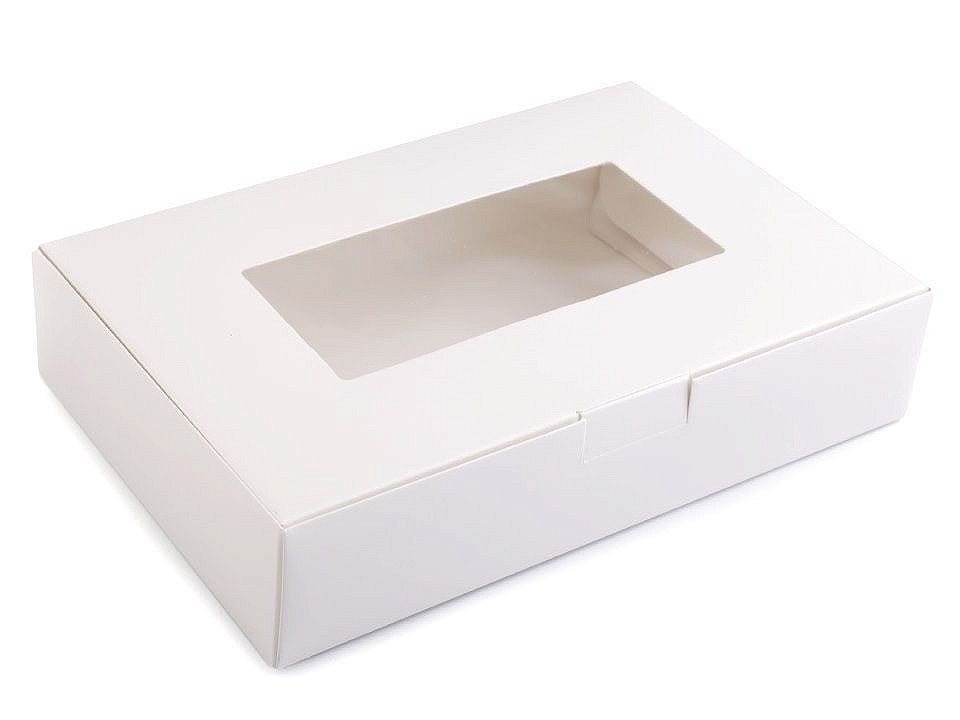 Papírová krabice s průhledem, barva 1 bílá