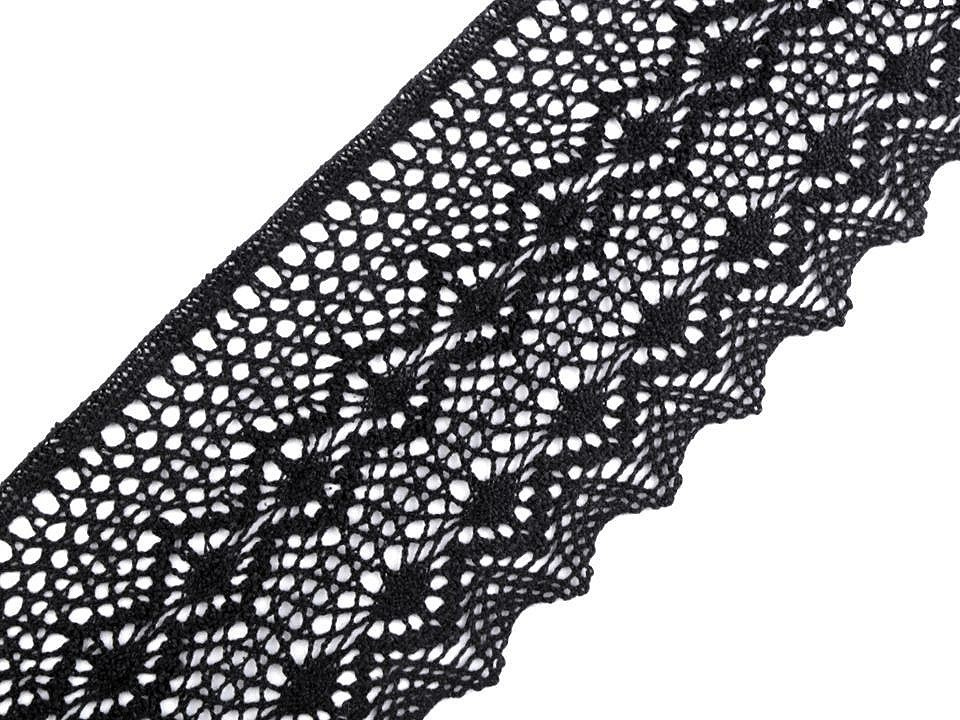 Bavlněná krajka paličkovaná šíře 10,5 cm, barva 2 černá