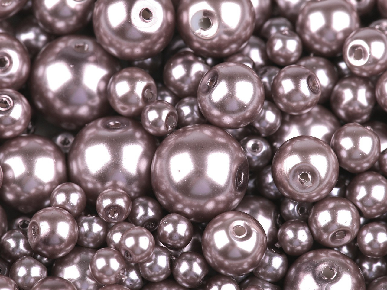 Skleněné voskové perly mix velikostí Ø4-12 mm, barva 15A starorůžová