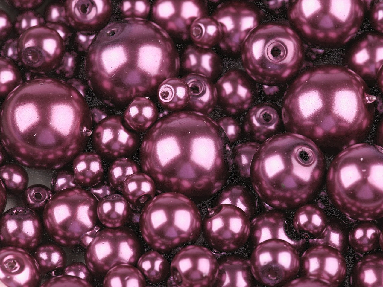 Skleněné voskové perly mix velikostí Ø4-12 mm, barva 13B bordó