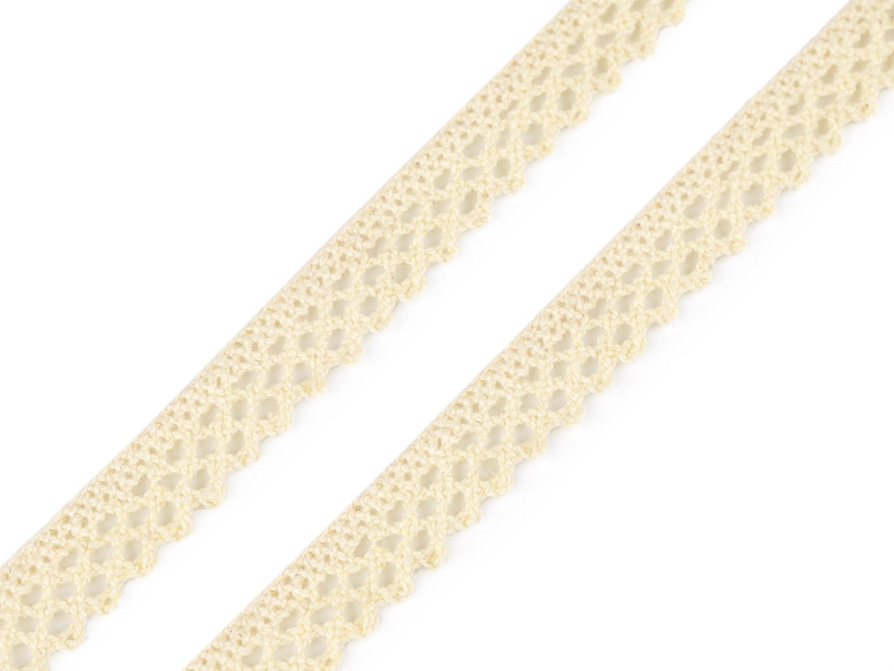 Bavlněná krajka paličkovaná šíře 12 mm, barva 2 vanilková