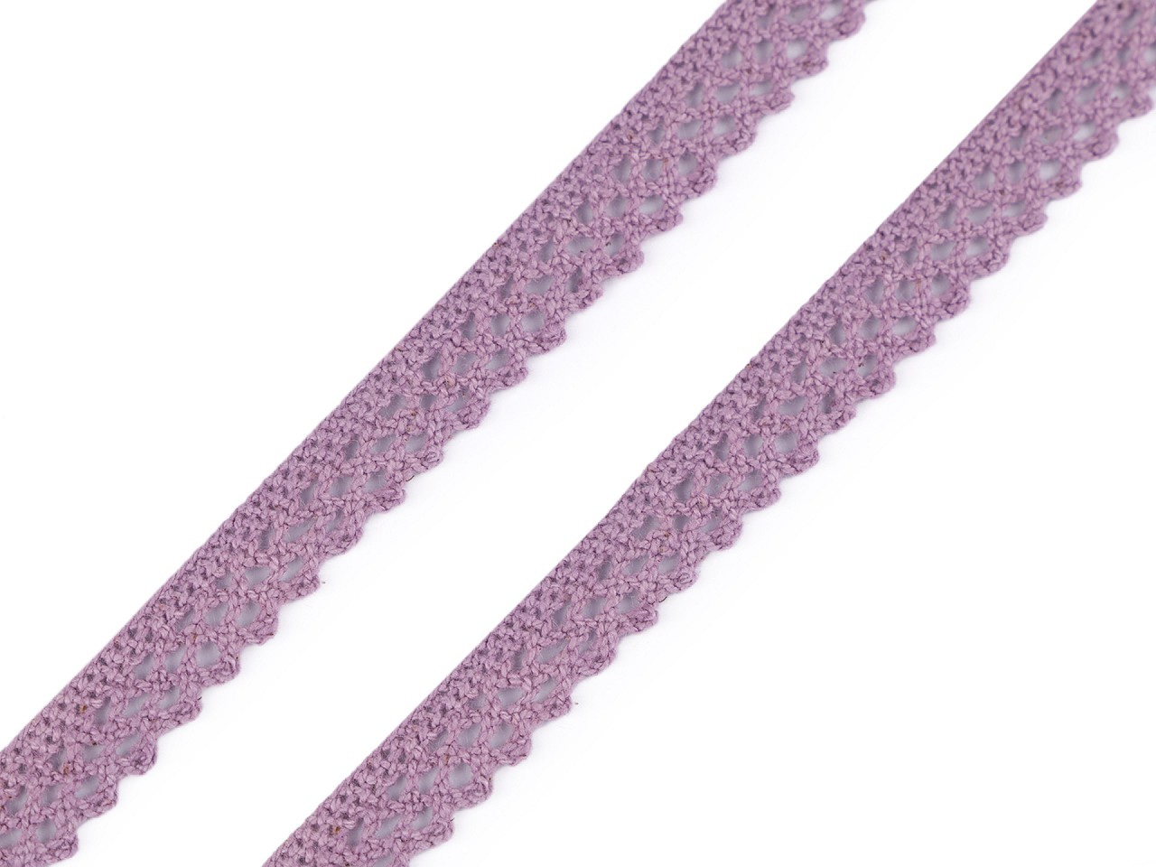 Bavlněná krajka paličkovaná šíře 12 mm, barva 4 levandulová