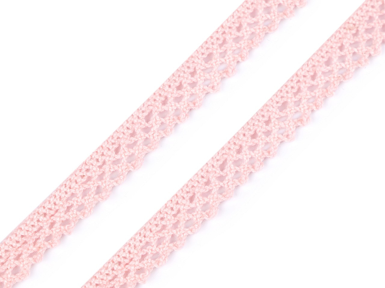 Bavlněná krajka paličkovaná šíře 12 mm, barva 3 růžová sv.