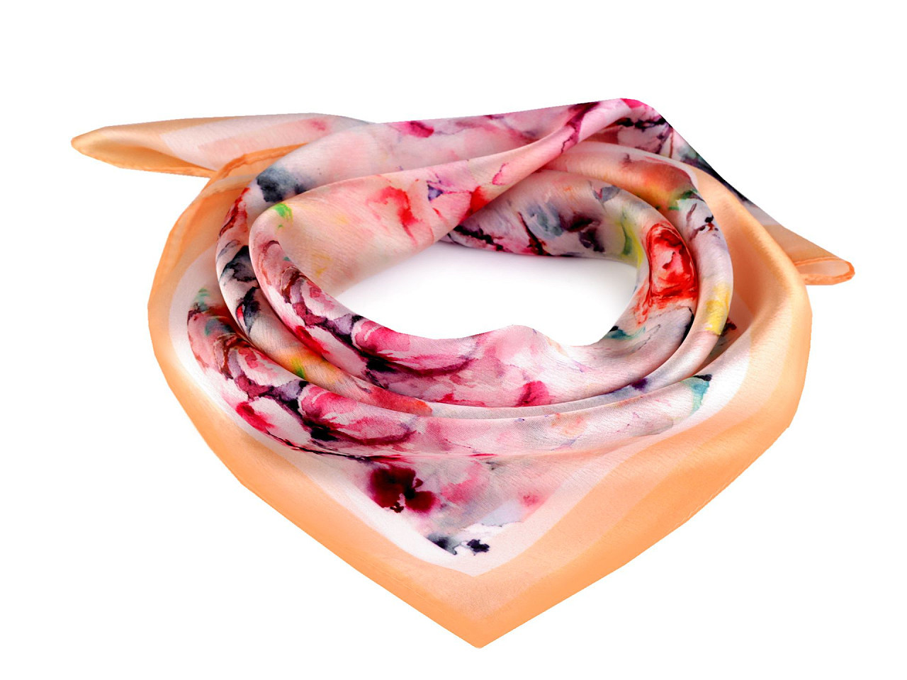 Saténový šátek 50x50 cm, barva 1 lososová světlá