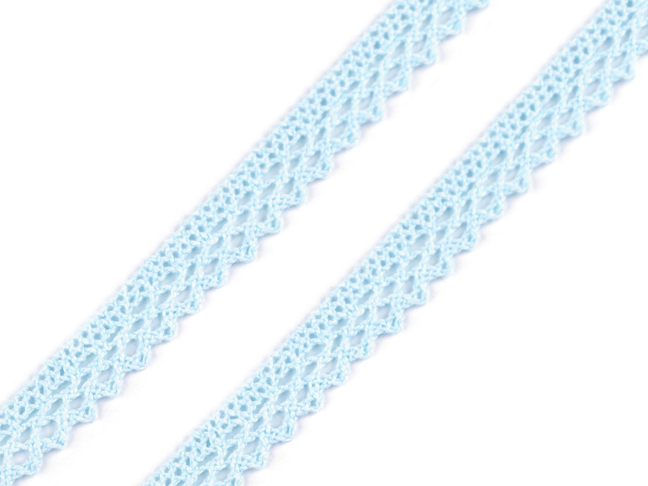 Bavlněná krajka paličkovaná šíře 12 mm, barva 5 modrá pomněnková