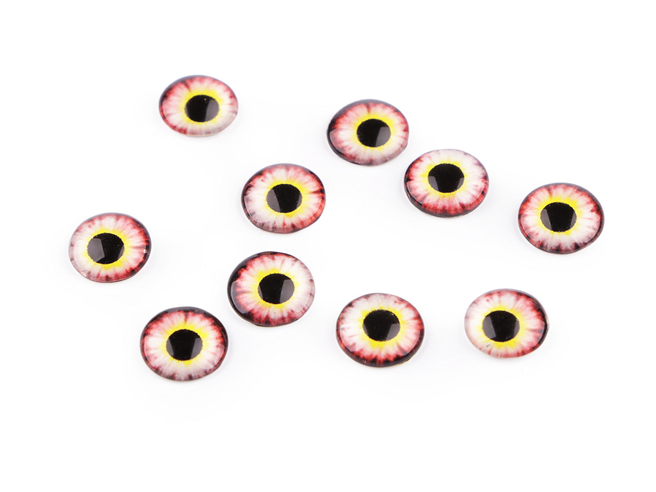 Skleněné oči k nalepení Ø10 a 12 mm, barva 1 (10 mm) béžová nejsv. růžová