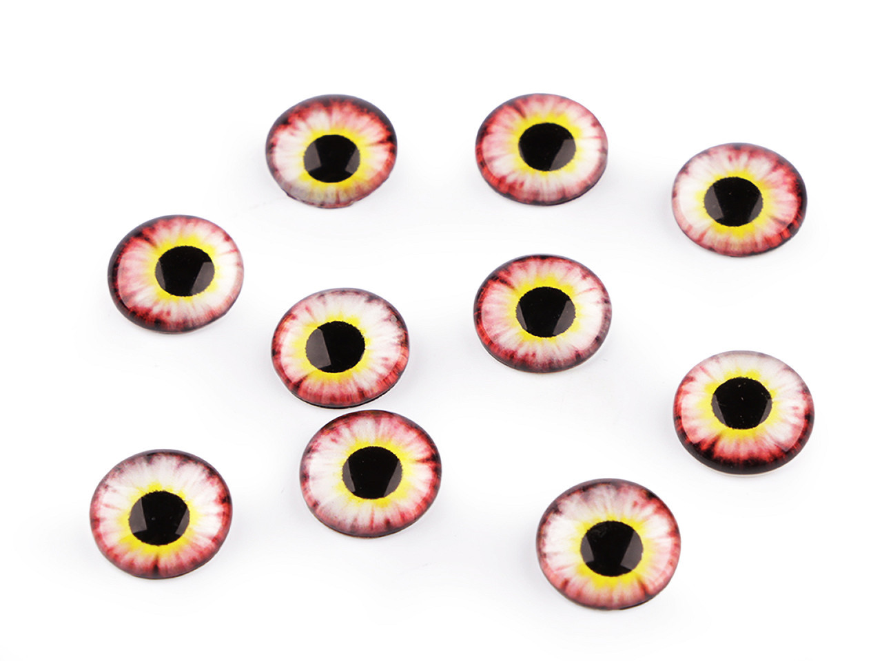 Skleněné oči k nalepení Ø10 a 12 mm, barva 5 (12 mm) béžová nejsv. růžová