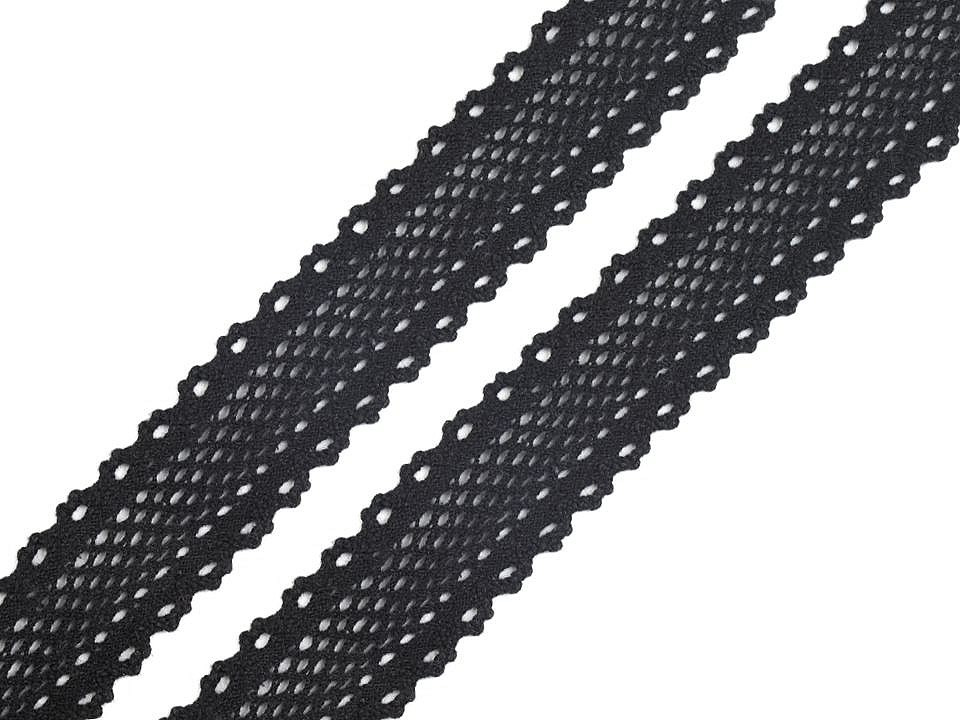 Krajka / vsadka paličkovaná šíře 34 mm, barva 4 černá