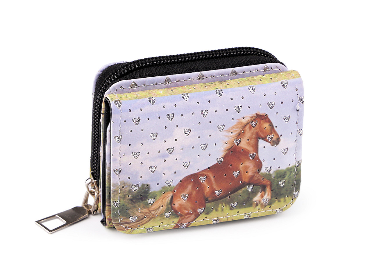 Mini peněženka dětská 7x8,5 cm, barva 8 modrá světlá kůň