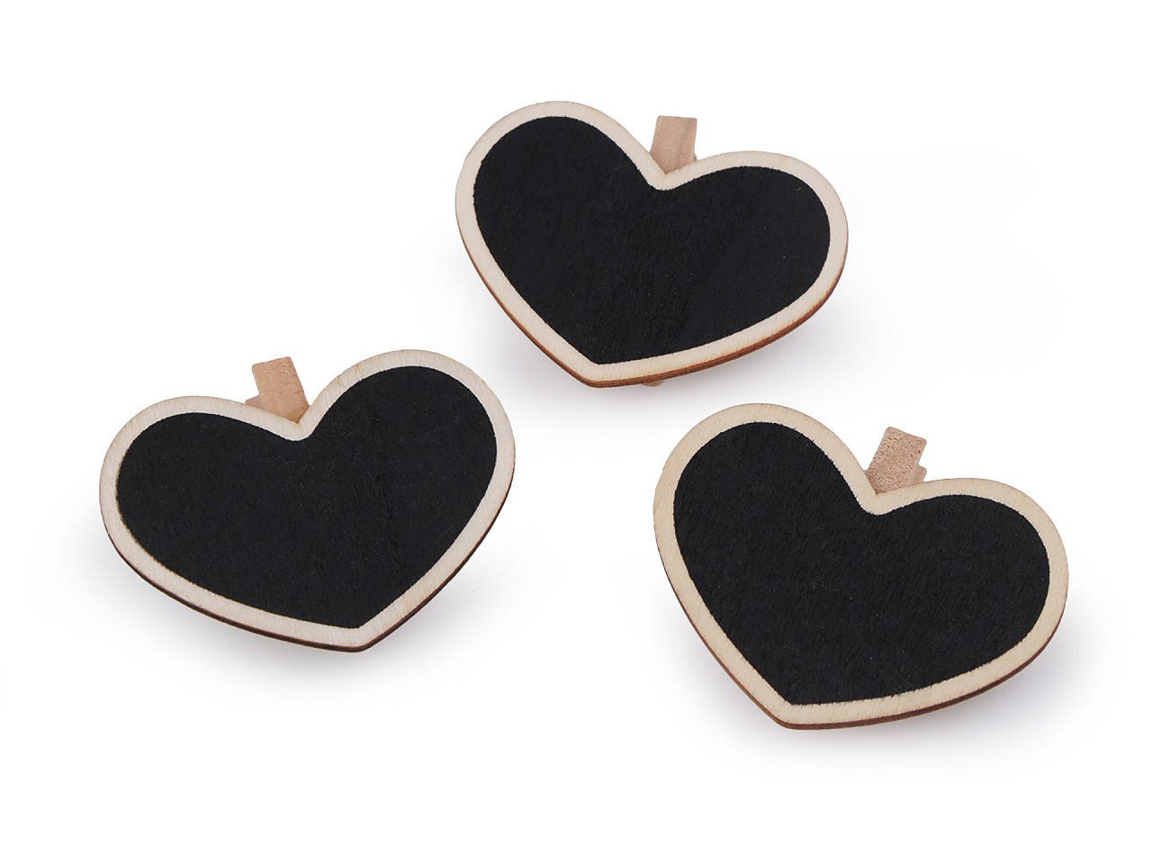 Dřevěný kolíček s tabulkou - srdce, barva černá