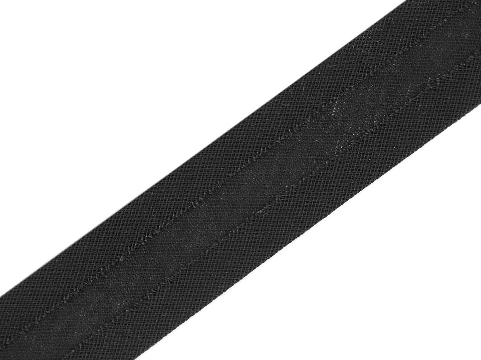 Šikmý proužek bavlněný šíře 30 mm zažehlený, barva 2 (21) černá