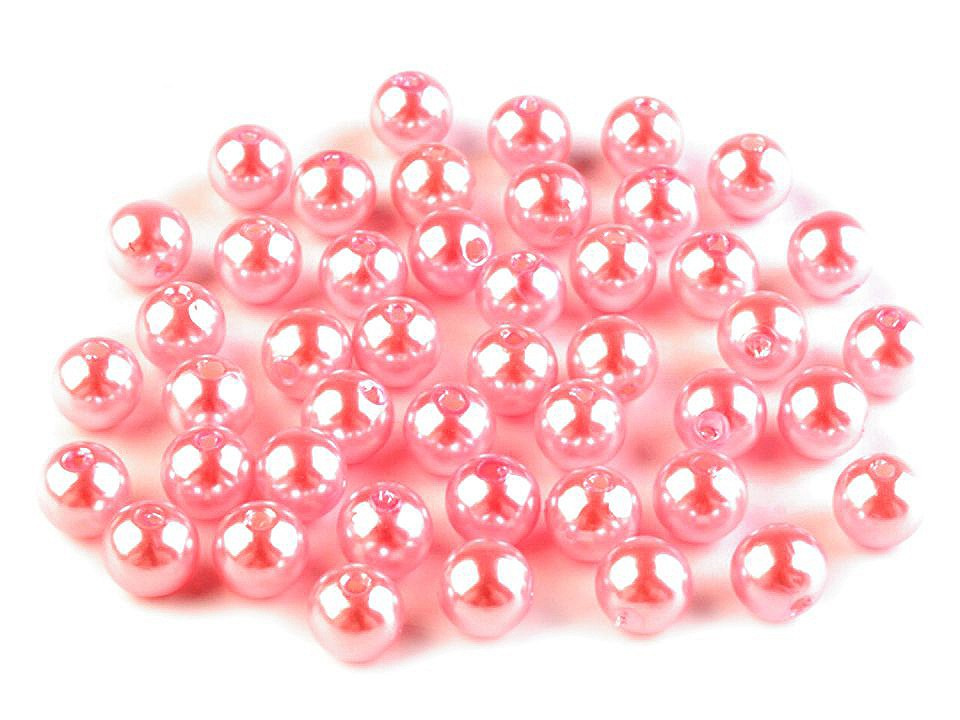 Plastové voskové korálky / perly Glance Ø8 mm, barva F44 růžová sv.