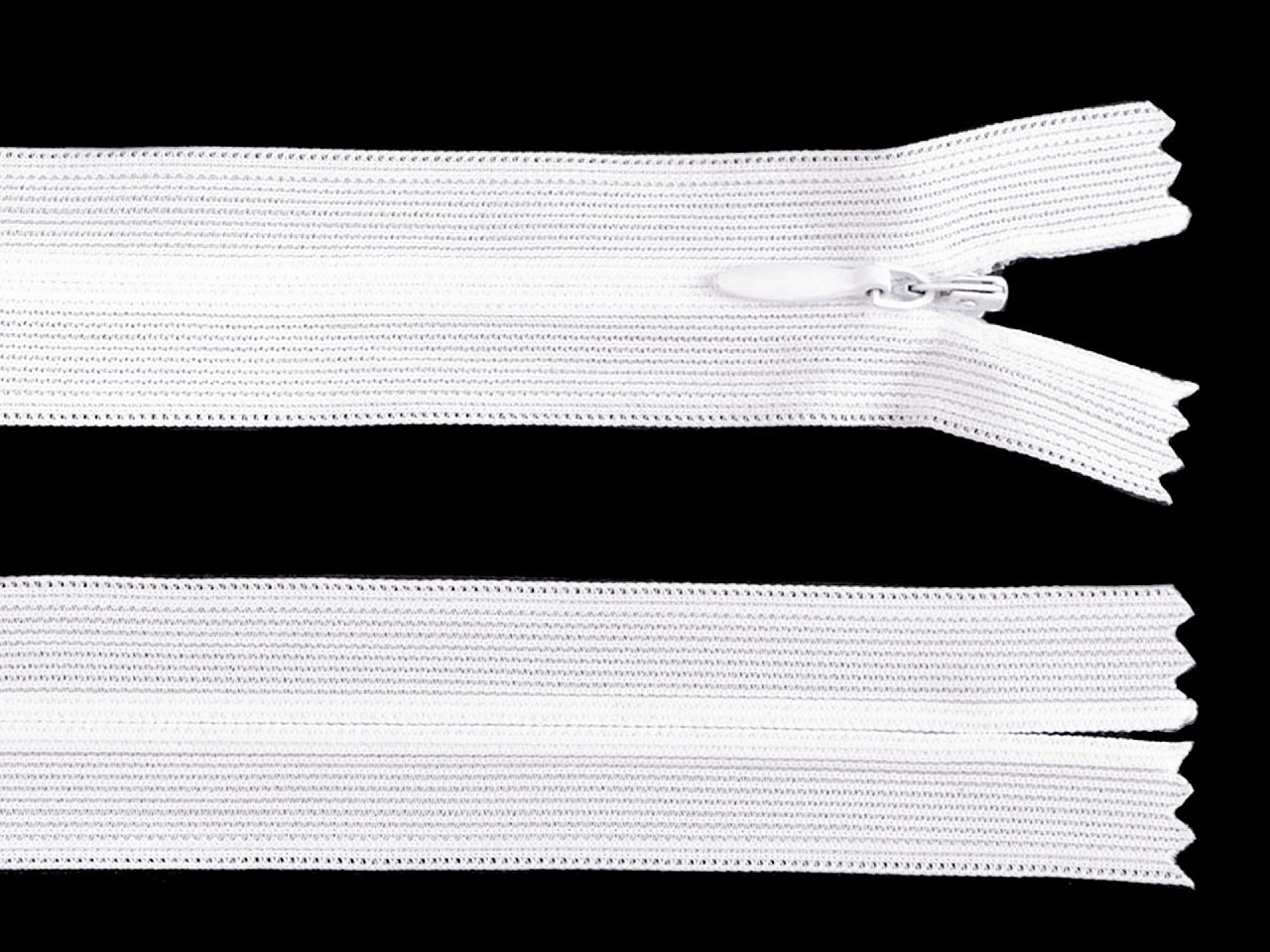 Spirálový zip skrytý No 3 délka 65 cm dederon, barva 101 bílá