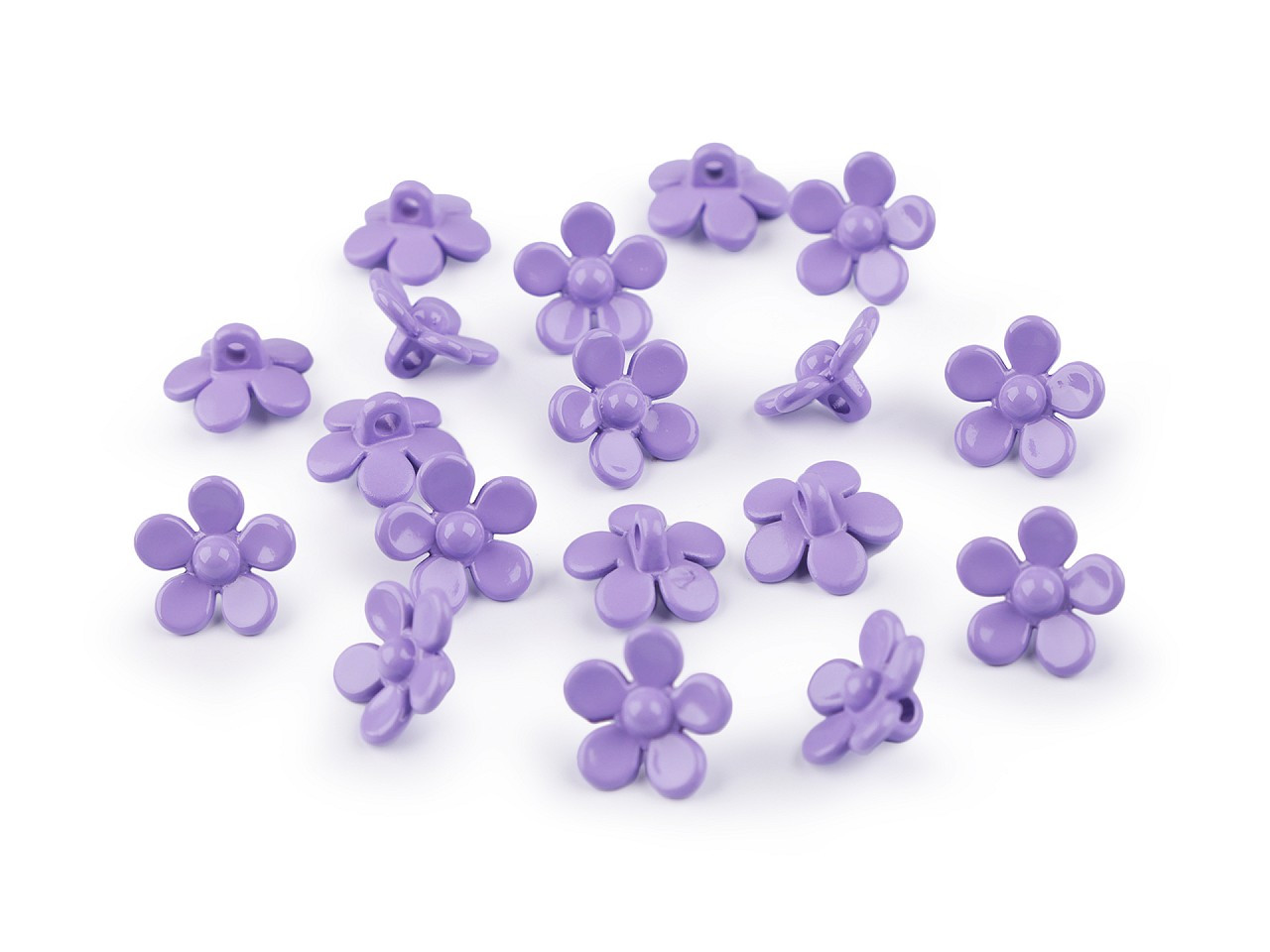 Plastové knoflíky / korálky květ Ø15 mm, barva 4 fialová lila