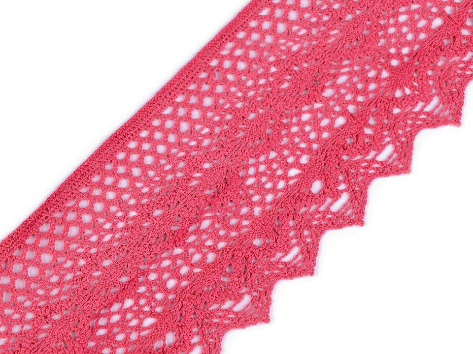 Bavlněná krajka paličkovaná šíře 10,5 cm, barva 5 růžová korálová