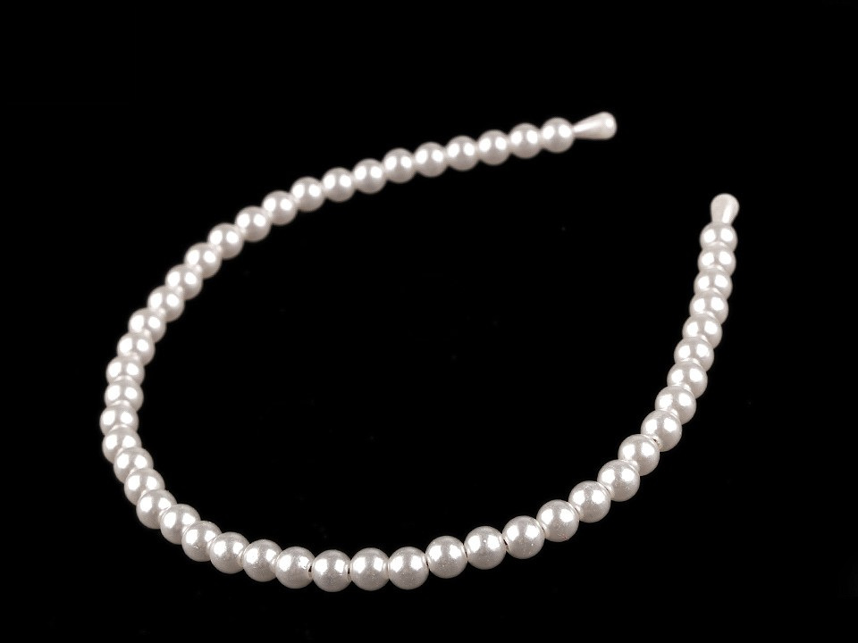 Perlová čelenka do vlasů, barva 1 (Ø8 mm) perlová