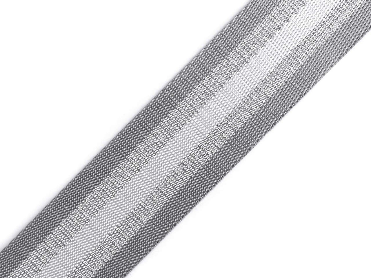 Hladký oboustranný popruh s lurexem šíře 50 mm, barva 4 šedá světlá stříbrná