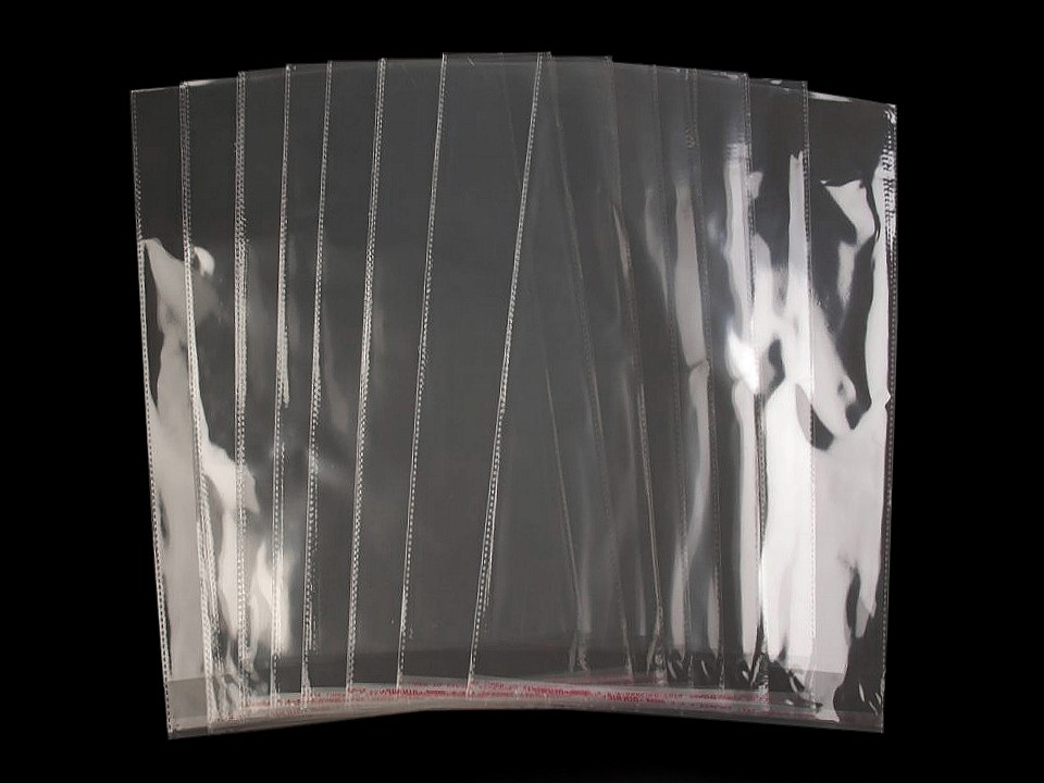 PP sáček s lepicí klopou 26x40 cm, barva transparent