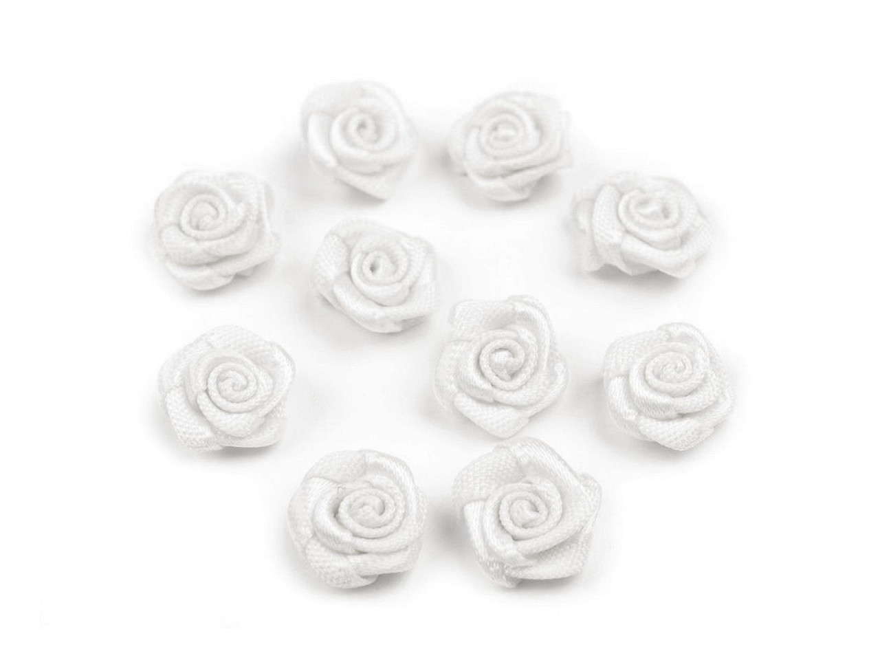 Saténová růže Ø10 mm, barva 20 bílá