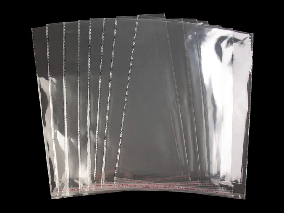 PP sáček s lepicí klopou 35x45 cm, barva transparent