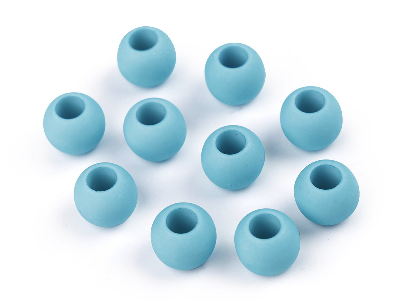 Plastové korálky matné s velkým průvlekem / plavkové 10x12 mm, barva 28 (10) modrá světlá