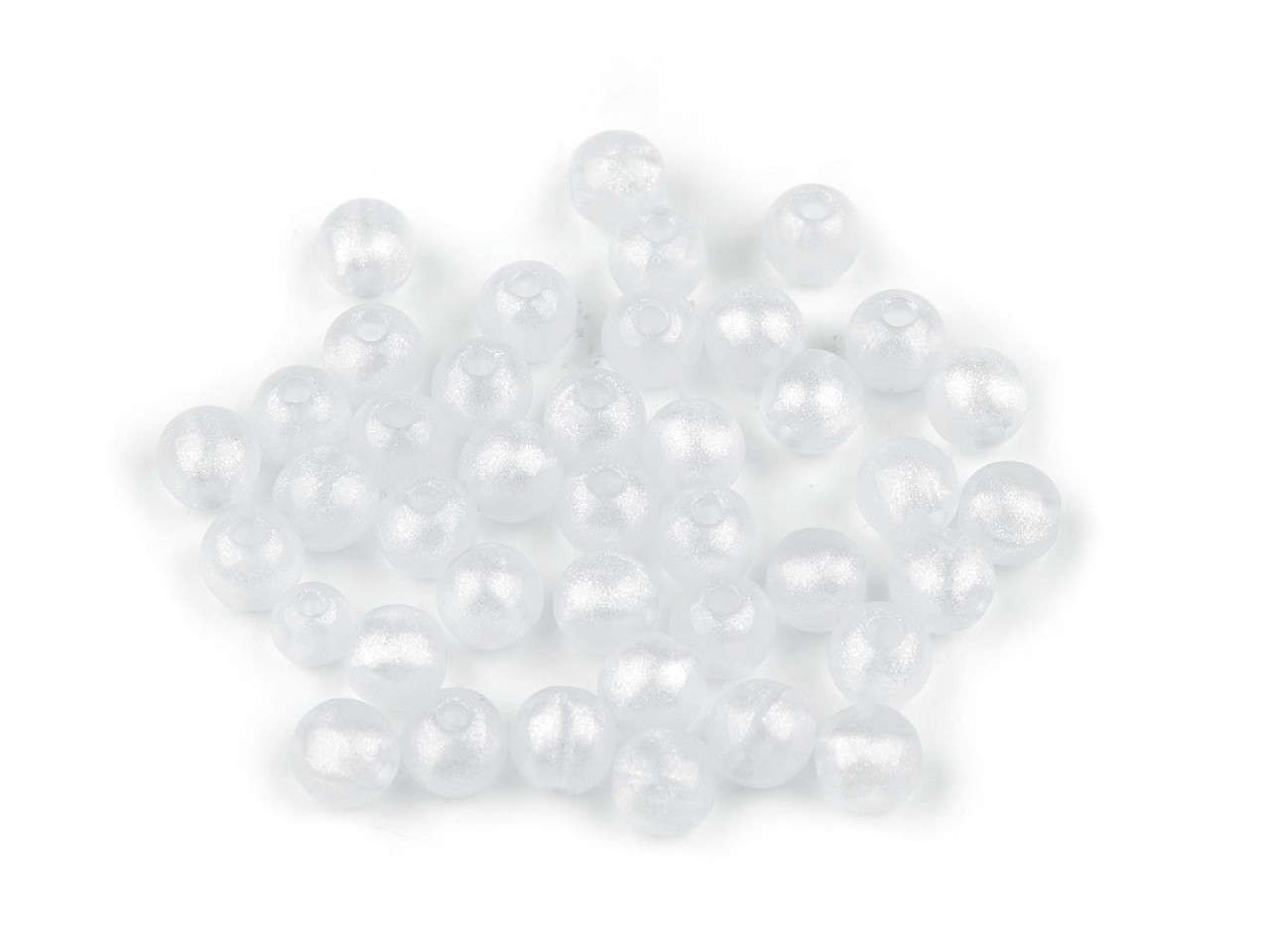 Plastové korálky perleťový AB frost efekt Ø8 mm, barva 1 bílá AB