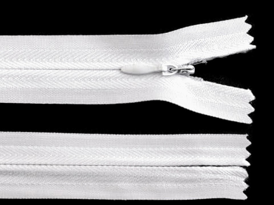 Spirálový zip skrytý No 3 délka 60 cm, barva 101 bílá