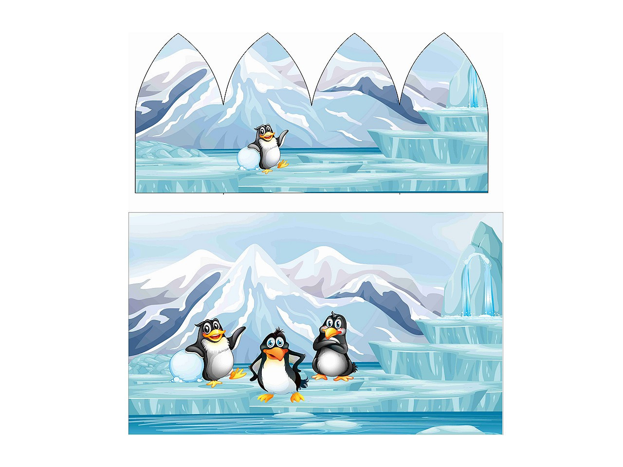 Panel na dětskou čepici a nákrčník, barva 8 modrá ledová tučňák