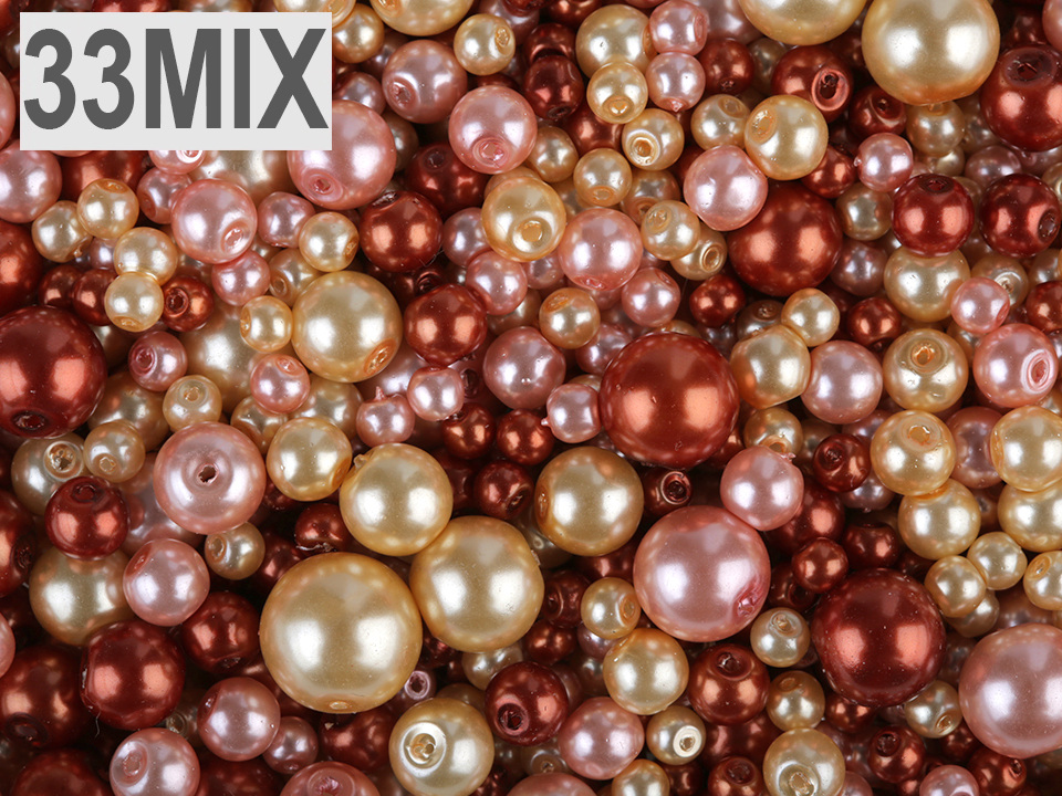 Skleněné voskové perly mix velikostí a barev Ø4-12 mm, barva 33 mix