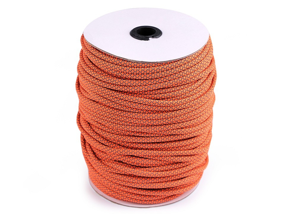 Oděvní šňůra s duší reflexní Ø5 mm, barva 3 oranžová