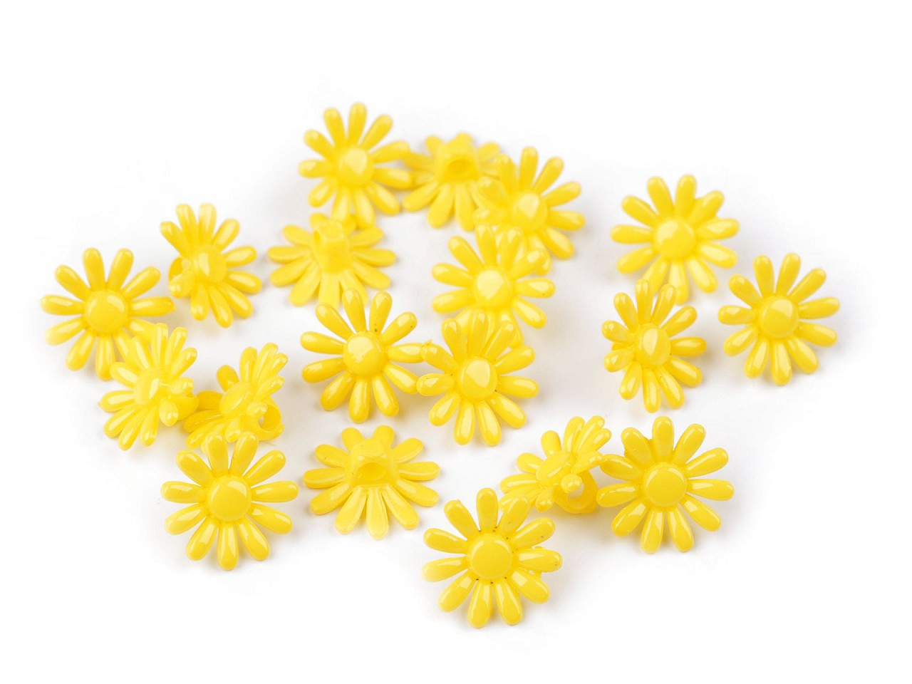 Plastové knoflíky / korálky květ Ø15 mm, barva 1 žlutá