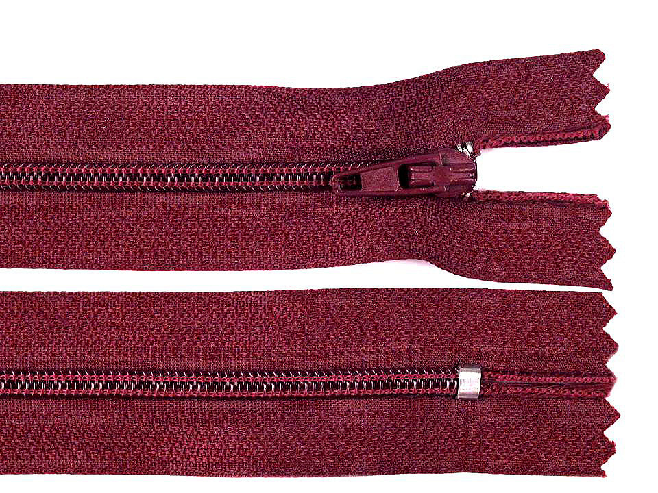 Spirálový zip No 3 délka 16 cm autolock, barva 178 bordó