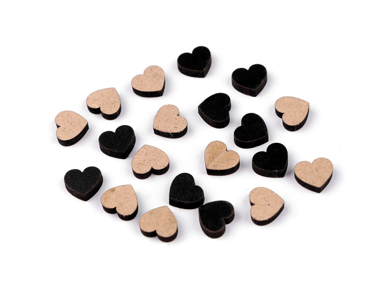 Dřevěné srdce mini k nalepení Ø10 mm, barva 3 černá přírodní
