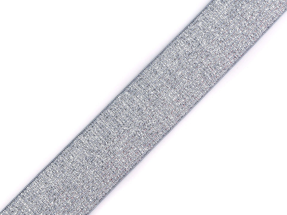 Pruženka s lurexem šíře 30 mm, barva 4 šedá stříbrná