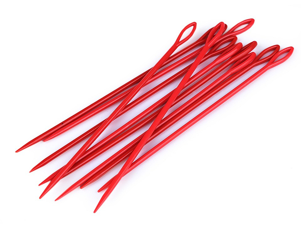 Plastové jehly délka 15 cm tupé, barva 5 červená