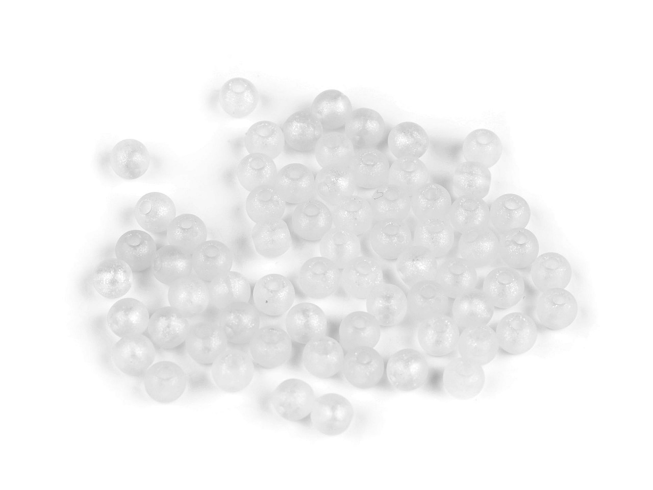Plastové korálky perleťový AB frost efekt Ø6 mm, barva 1 bílá AB