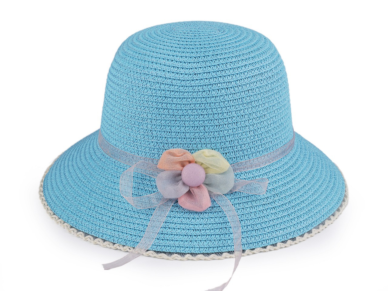 Dívčí letní klobouk / slamák, barva 12 modrá azuro
