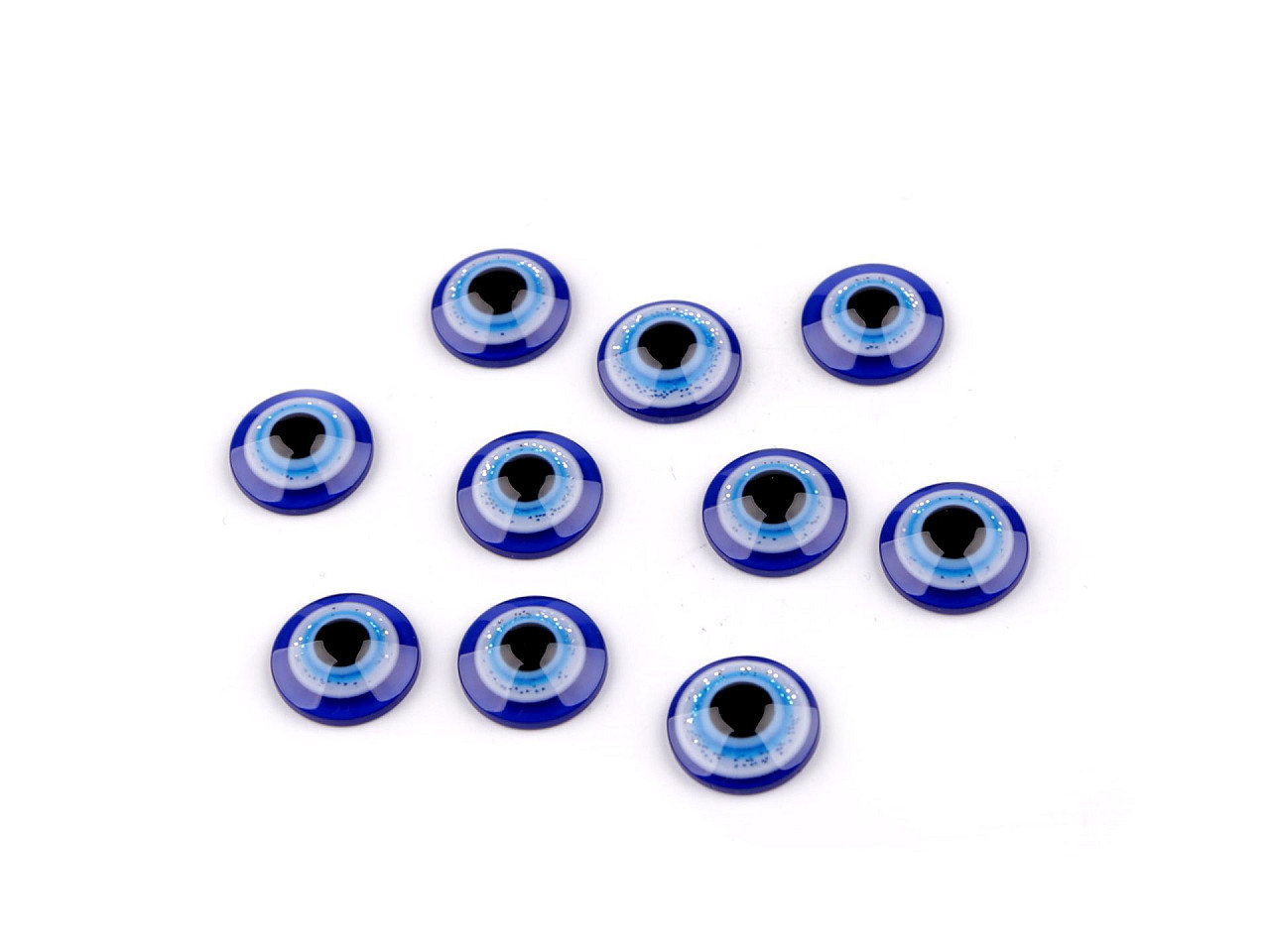 Oči k nalepení Alláhovo oko s glitry Ø8; 10; 12; 14 mm, barva 2 (10 mm) modrá