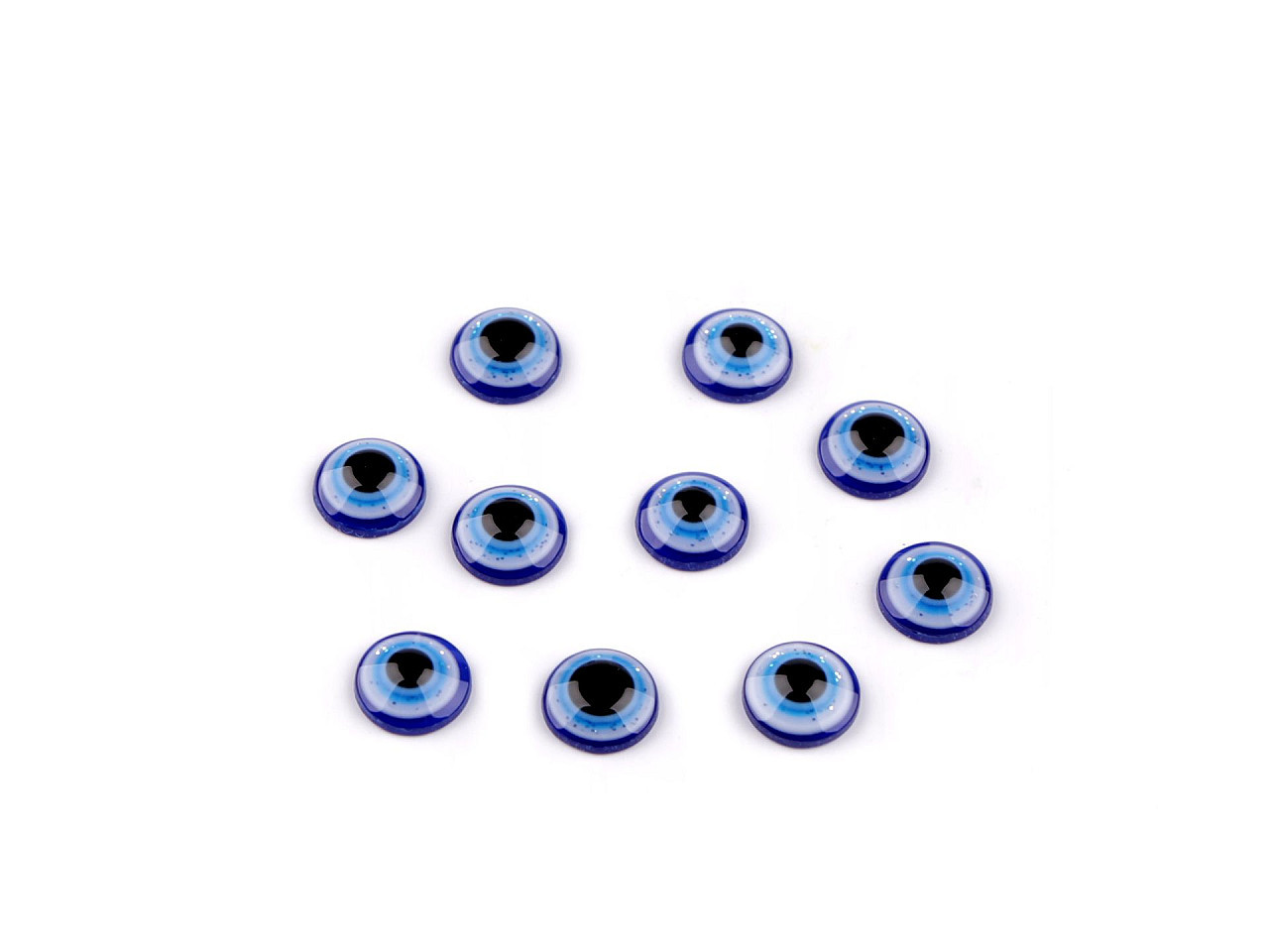 Oči k nalepení Alláhovo oko s glitry Ø8; 10; 12; 14 mm, barva 1 (8 mm) modrá