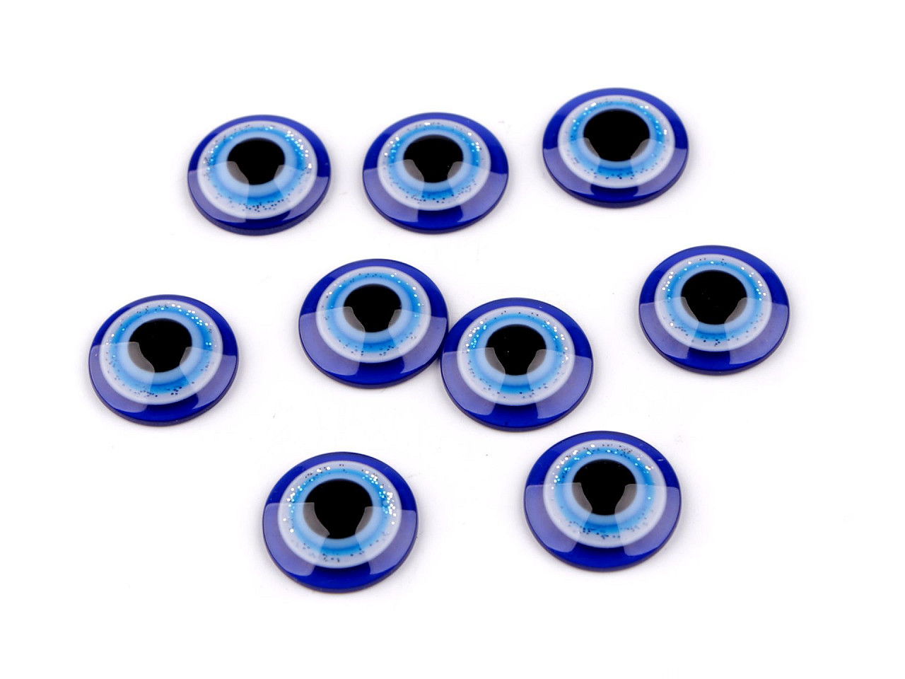 Oči k nalepení Alláhovo oko s glitry Ø8; 10; 12; 14 mm, barva 4 (14 mm) modrá